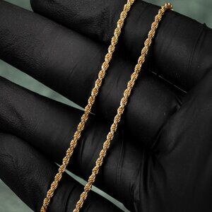 Solid Yellow Gold Plated Heavy 925 Sterling Silver 2MM Twist Rope Chain Necklace